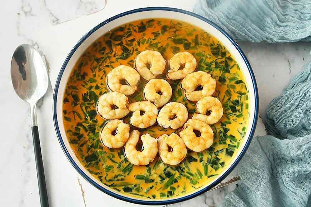 菠菜虾仁蒸鸡蛋